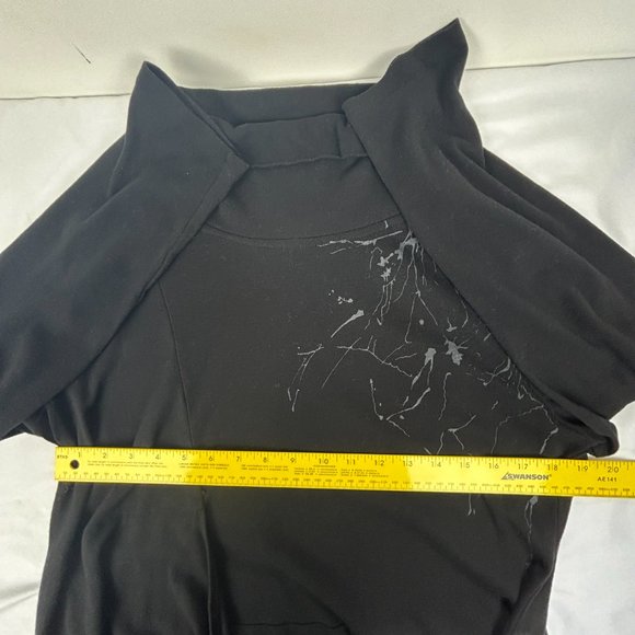 Lavena Tunic Top Women‎ Large Black Asymetric Shirt Blouse Buckle Eyelet Trim - Picture 12 of 16